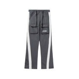 Cargo Pants Color Block Large Pocket Fleece Cotton Pants