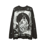 Women Sweater Printed Sweater Men and Women Retro Loose