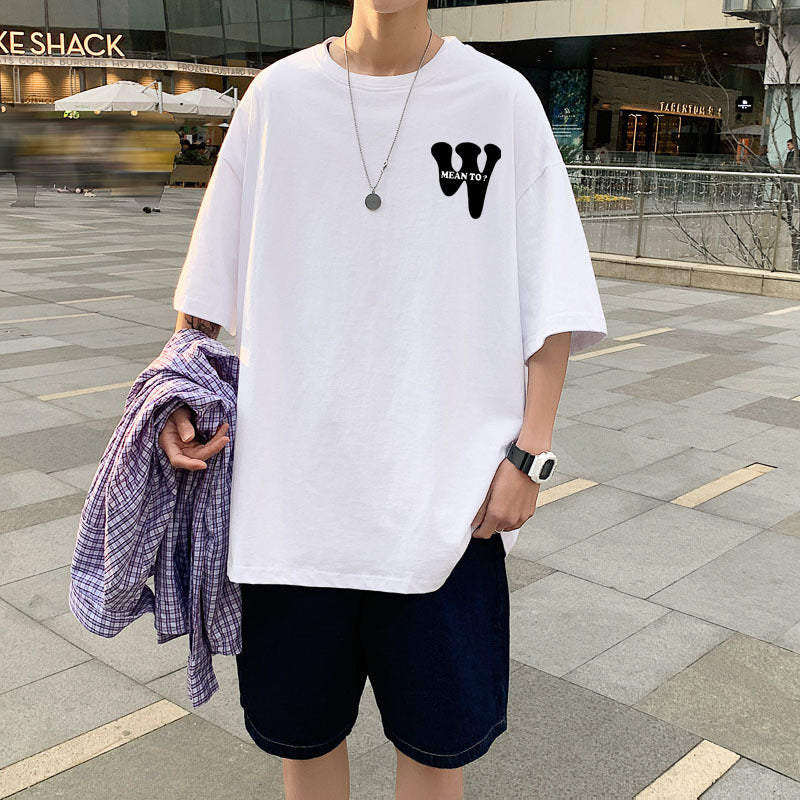 Men T Shirt Loose plus Size Versatile Student