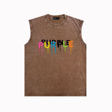 Purple Brand Distressed Tank T Shirts Distressed Sleeveless T-shirt Vest