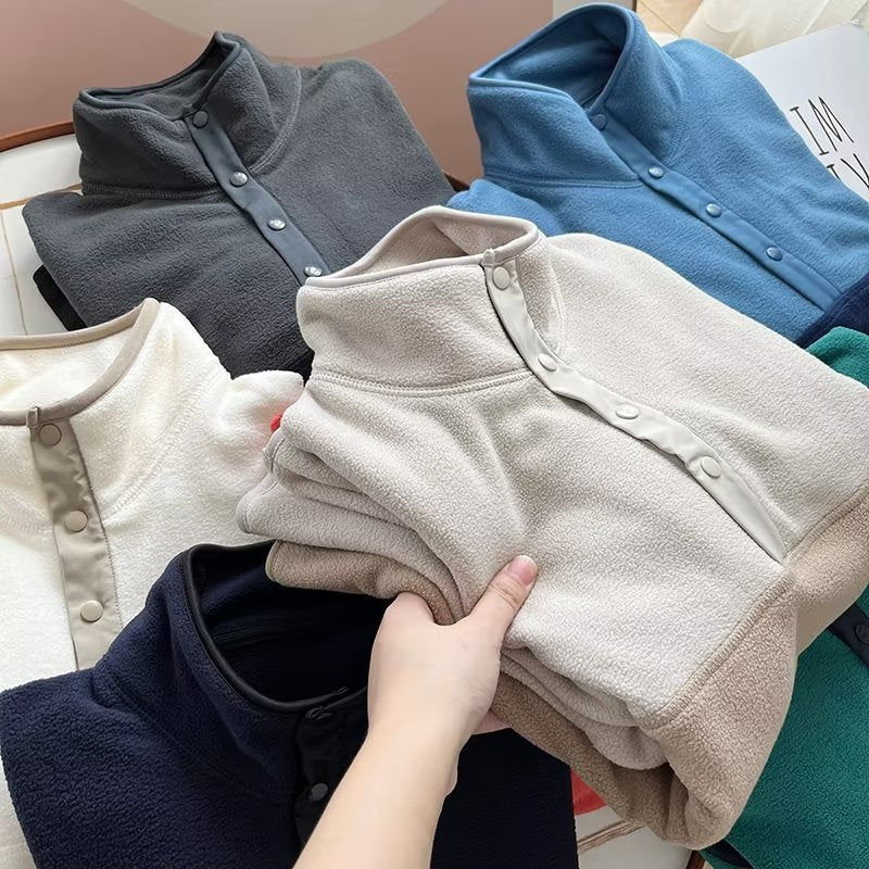Women Hoodie Polar Fleece Loose Fleece-lined