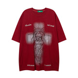 Men T-Shirt Butterfly Embedded Drill Old Oversize