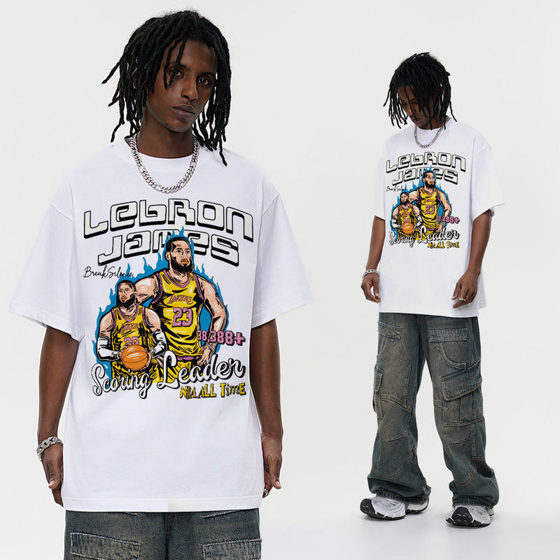 Vintage T-shirts James James Short Sleeve T-Shirt Men's and Women's Printed T-Shirts Loose