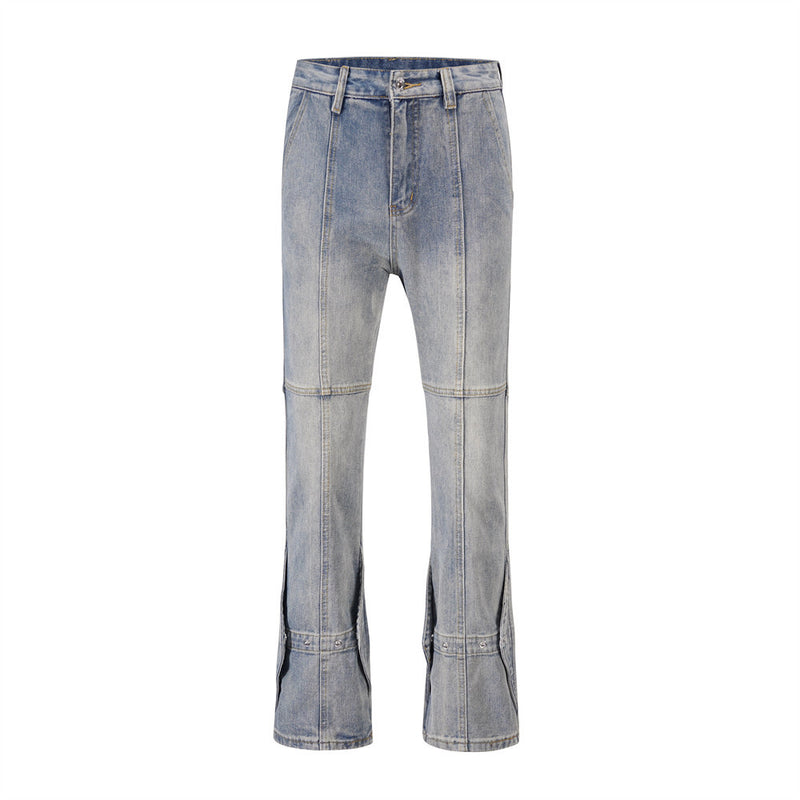 Men Jeans Distressed Stitching Loose