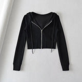 Women Hoodie Sports Slim-Fitting Short Sexy