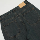 Men Jeans Ripped Solid Color Pants Loose Casual