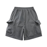 Men Shorts Solid Color Multi-Pocket Workwear Shorts Loose