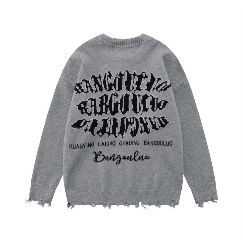 Men Sweater Handmade Ripped Sweater