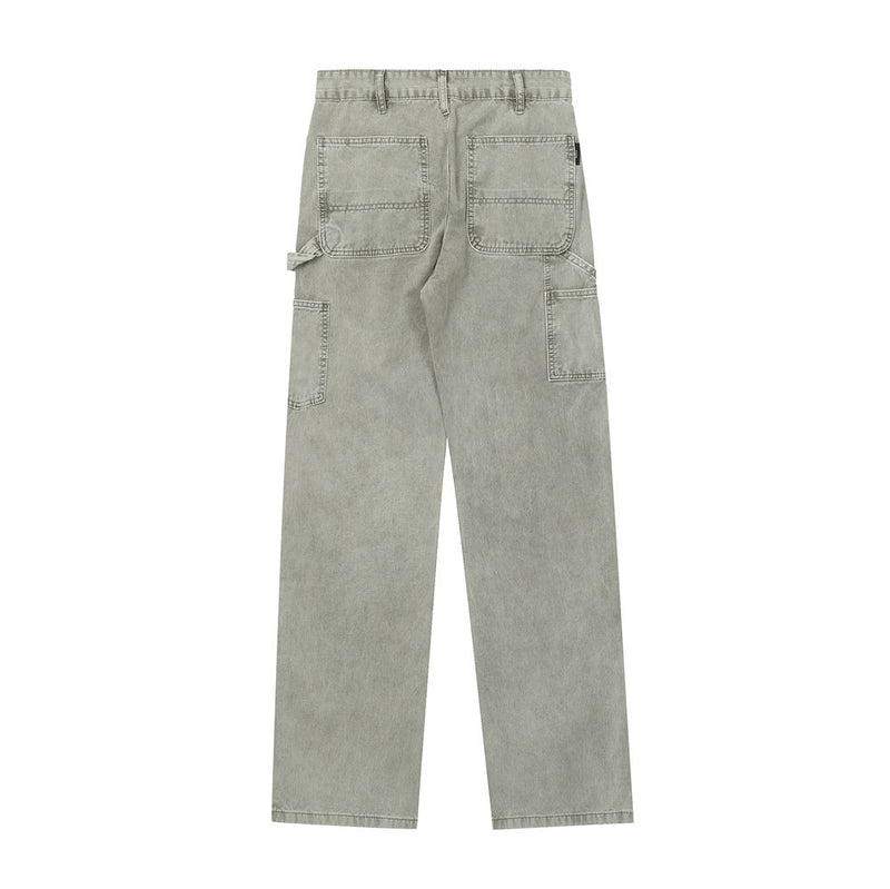 Men Jeans Retro Distressed Faded Loose Casual