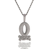 Jewelry Trend Full Diamond O BLOCK Zircon Letter Pendant Necklace Word Up St. Valentine's Spectrum Royalty