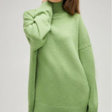 Women Work Business Casual Sweats Knitted High Collar Loose Winter Sweater