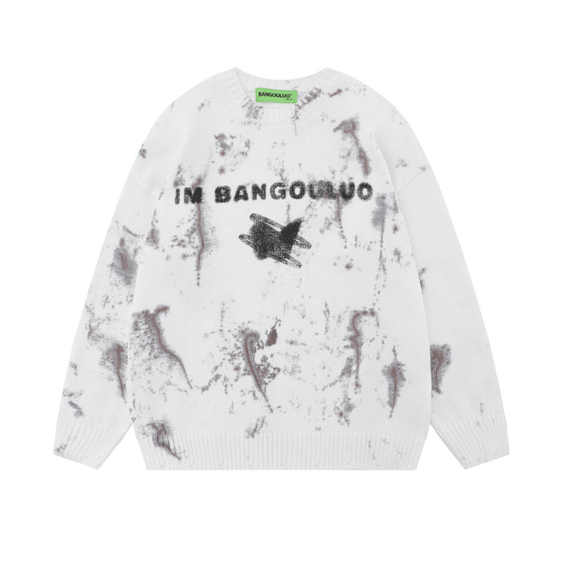 Men Sweater Splash-Ink Tie-Dyed Sweater Loose Autumn and Winter