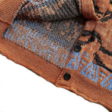 Kapital Sweater Vintage Hida and Macro Japanese Leisure Tiger Pattern Leopard Print Long Sleeve Loose V-neck Knitted Cardigan