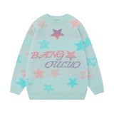 Women Sweater Sweet Cool Star Jacquard Knitted Couple Sweater Oversize