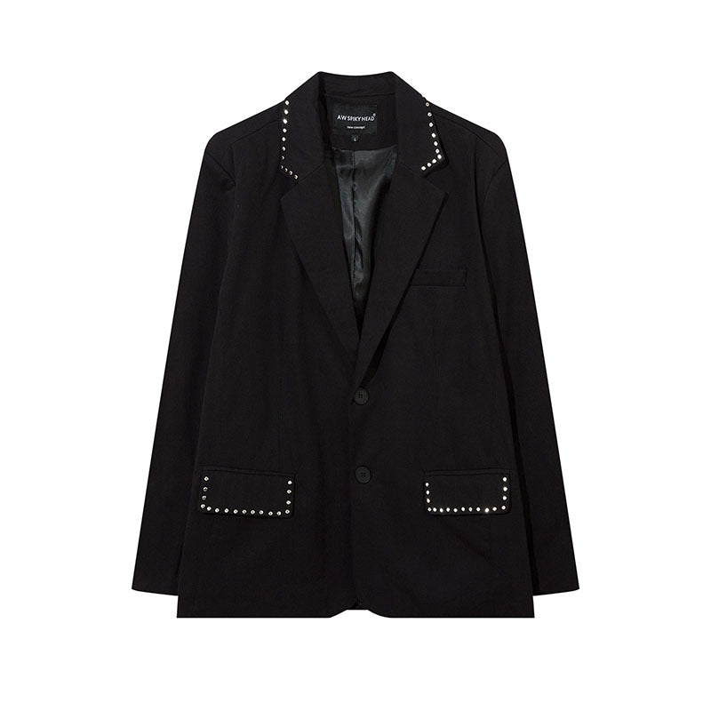Women Jackets Retro Minority Design Jacquard Suit Jacket Loose