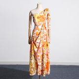 Bohemian Dress Holiday Floral Print Zipper Dress