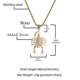Jewelry Copper Zircon Scorpion Pendant Twist Chain Necklace ins Spectrum Animal Far East