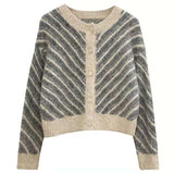 Women Knitted Cardigan Striped Knitted Cardigan Sweater