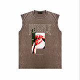 Purple Brand Distressed Tank T Shirts Distressed Sleeveless T-shirt Vest