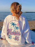 Casual Womans Hoodies Florida Palm Beach Printing Pullovers