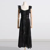 Bohemian Dress Dignified Hollow Embroidered Strap Long Dress