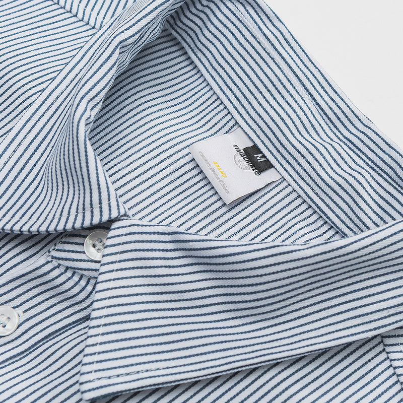 Unisex Shirt Retro Casual Blue Striped Loose