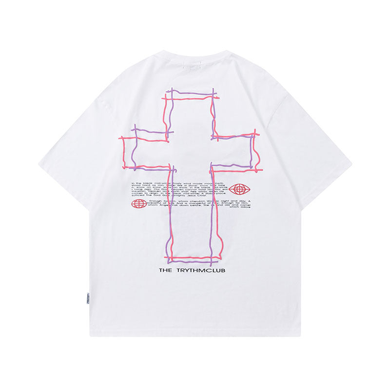 Men T-shirt Angel Print Retro Loose