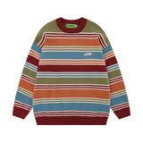 Women Sweater Retro College Style Contrast Color Jacquard Knitted Top Versatile