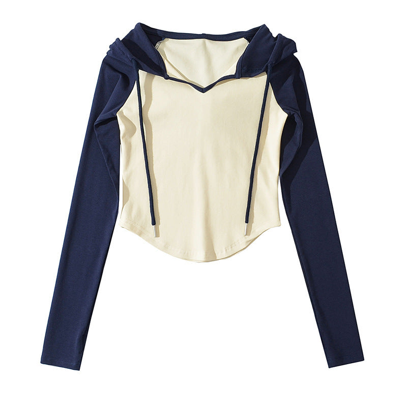 Women Hoodie Short Stitching Sports