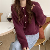 Women Knitted Cardigan Short Retro Loose Knitted Cardigan