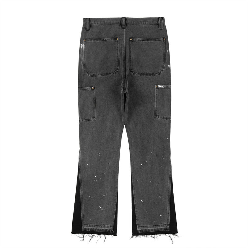 Men Jeans Patchwork Assorted Colors Raw Edge Splash Ink