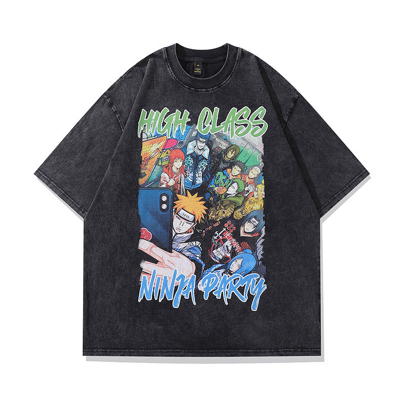 Men T-Shirt Anime Print Old Heavy Weight