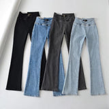 Women Jeans Slim Fit Skinny Bell-Bottom Pants