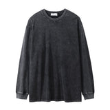 Men Long Sleeve T-Shirt Pure Cotton Washed Old Loose