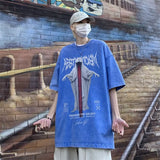 Men T Shirt Vintage Distressed Heavy Loose