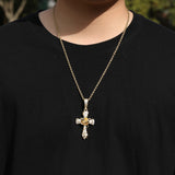 Jewelry Copper Set 5A Zircon Rose Cross Pendant Necklace Angel Pieces Egypt Pieces Jesus Pieces