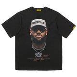 James Big Head American Print Short Sleeve Loose T-shirt