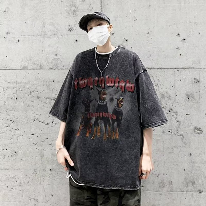 Men T Shirt Summer Retro Distressed