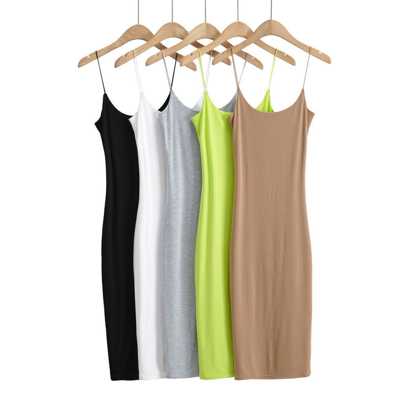 Women Dresses Slim Stretch Suspenders Dress