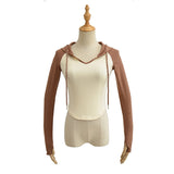 Women Hoodie Short Stitching Sports