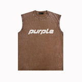 Purple Brand Distressed Tank T Shirts Distressed Sleeveless T-shirt Vest