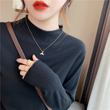 Women Pullover Sweater Loose Solid Color Sweater