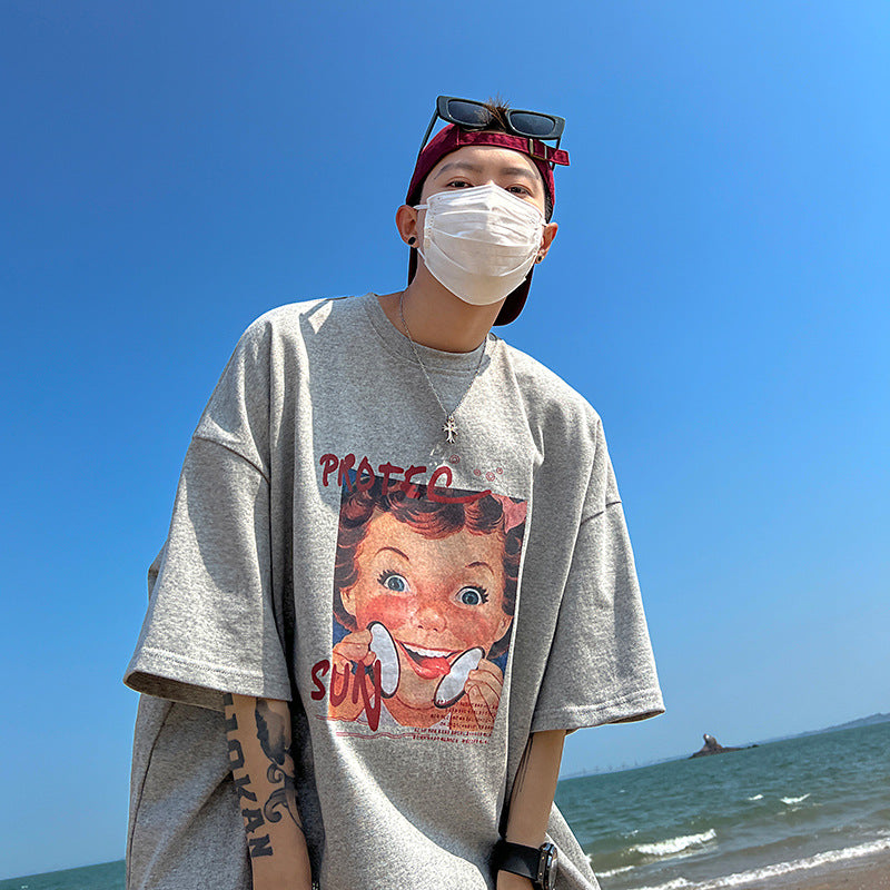 Men T Shirt Summer Versatile Oversize