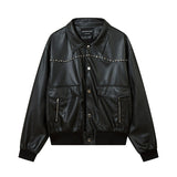 Women Jackets Rivet Pu Wallet Vintage Leather