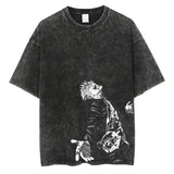 Men Vintage T-shirt Harajuku Anime Graphic Print T-Shirt