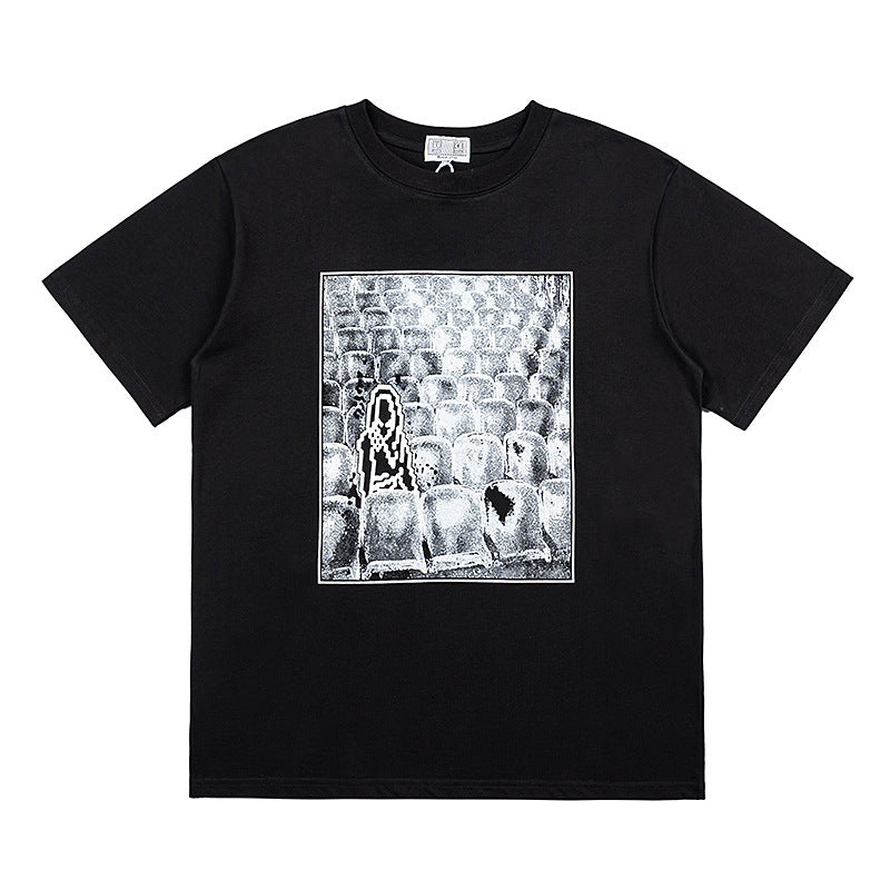 C.e t shirts reflective cinema pattern round neck pullover short sleeve men and women