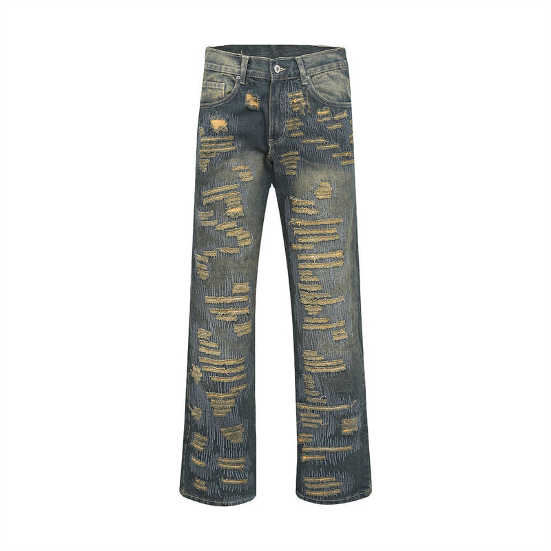 Men Jeans Ripped Hip Hop Punk Personality Design Distressed