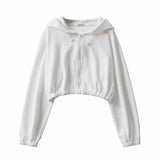 Women Hoodie Retro Loose-Fitting Cropped Casual