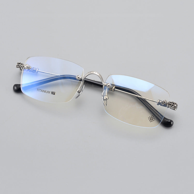 CHH Chrome Hearts Glasses Frameless Pure Titanium Glasses Frame Personalized Business