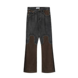 Men Jeans Corduroy Stitching Bell-Bottom Pants